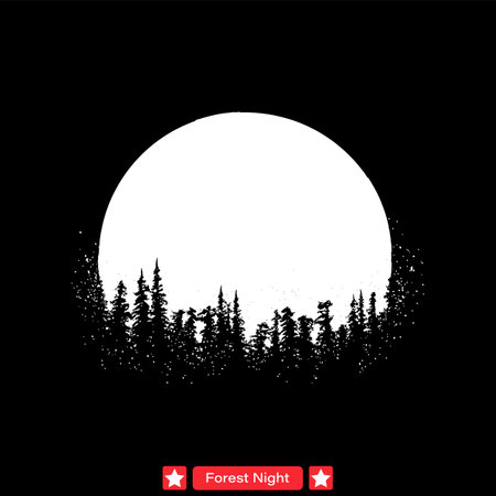 Enigmatic Night Woods  Mysterious Silhouette Set for Art Projectsのイラスト素材