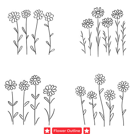 Botanical Elegance  Intricate Flower Silhouettes Set, Ideal for Scrapbooking, Invitations, and Nature Themed Creationsのイラスト素材