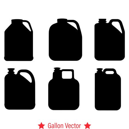 From Concept to Reality  Gallon Vector Silhouette Set for Bringing Ideas to Lifeのイラスト素材