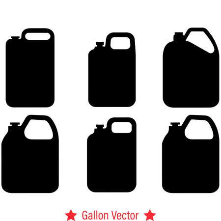 Unleash Your Design Potential with Gallon Vector Silhouette Set  The Perfect Tool for Every Creatorのイラスト素材