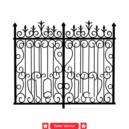 Rustic Gate Silhouette Pack  Embrace the Beauty of Old World Charmのイラスト素材