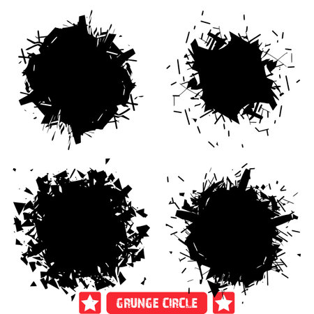 Worn Grunge Circles Vector Pack  Aged and Textured Circular Elements for Vintage Inspired Artworkのイラスト素材