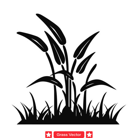 Nature s Embrace  Vibrant Grass Silhouettes for Ecological Designsのイラスト素材