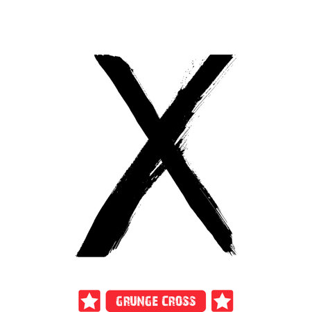 Rough Texture Cross Silhouette Set  Aged Grunge Vector Graphics Bundleのイラスト素材