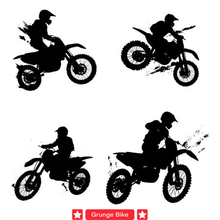 Urban Bike Silhouettes  Edgy Grunge Designs for Street Style Projectsのイラスト素材