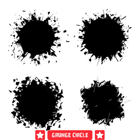 Gritty Grunge Circles Vector Bundle  Raw and Distressed Circular Elements for Urban Graphic Designのイラスト素材