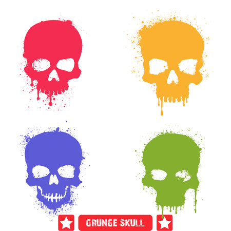 Urban Decay Skull Silhouette Pack  Raw and Textured Vector Artのイラスト素材