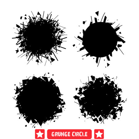 Aged Grunge Circles Vector Pack  Vintage Inspired Circular Silhouettes with a Distinctive Styleのイラスト素材