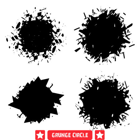 Urban Grunge Circles Vector Collection  Distressed Circular Elements for Street Art and Urban Designのイラスト素材