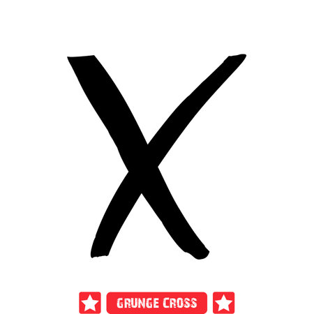 Gritty Cross Silhouette Collection  Rough Texture Vector Designsのイラスト素材