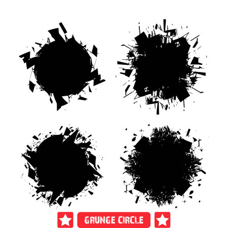 Vintage Circle Vector Silhouette Bundle  Aged and Antique Circular Silhouettes for Classic Expressionのイラスト素材