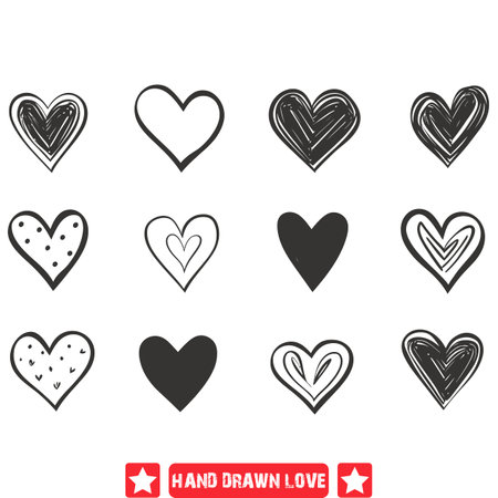 Heartfelt Harmony  Hand Drawn Love Silhouettes in Perfect Symmetryのイラスト素材