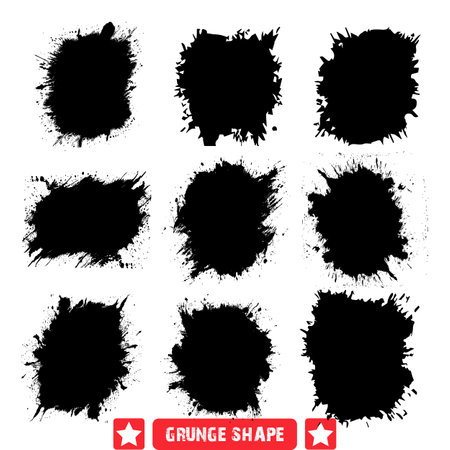 Artistic Rebellion  Expressive Grunge Shape Vector Silhouette Designs for Creativesのイラスト素材