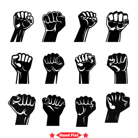 Bold Hand Fist Gestures  Versatile Silhouettes for Graphic Design and Illustrationのイラスト素材