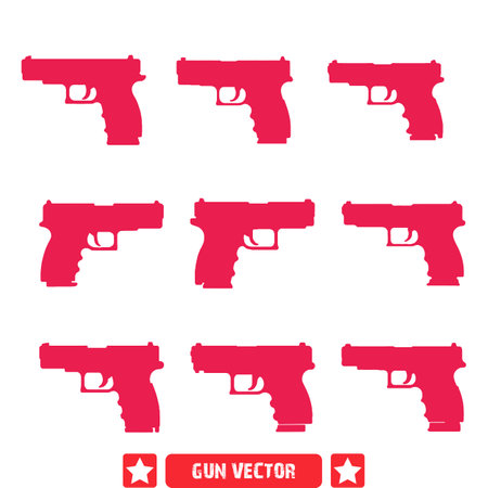Bullet Ballet  Artistic Gun Vector Silhouette Collection for Creative Professionalsのイラスト素材