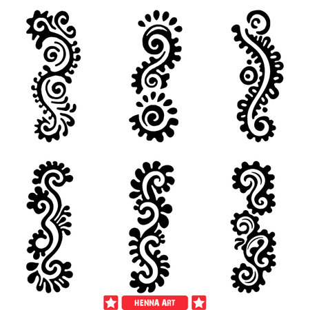 Chic Henna Art Silhouette Set  Fashionable Designs for Stylish Digital and Print Mediaのイラスト素材
