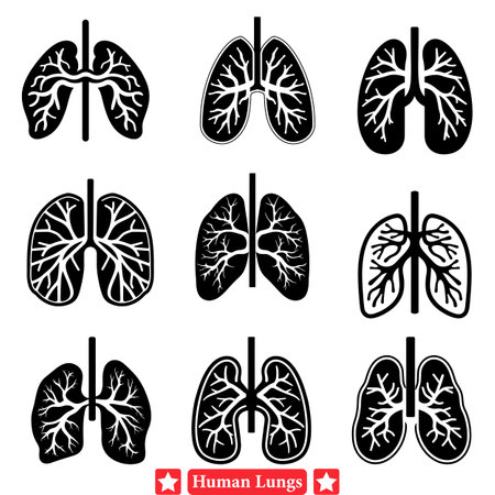 Informative Vector Art of Human Lungs for Medical Product Label Designのイラスト素材