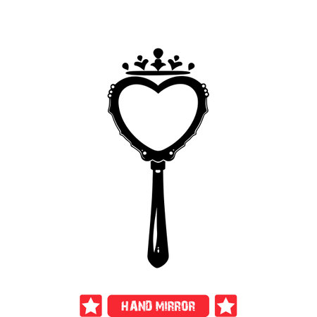 Stylish Hand Mirror Silhouette Set  Enhancing Your Designs with Timeless Beautyのイラスト素材