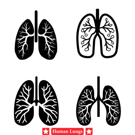 Exquisite Human Lung Silhouette Collection Ideal for Medical PowerPoint Presentationsのイラスト素材