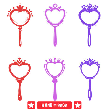 Contemporary Chic Hand Mirror Vector Silhouettes  Redefining Classic Beauty with Modern Flairのイラスト素材