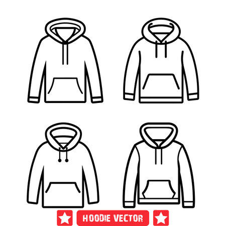 Street Style Must Haves  Hoodie Silhouette Set for Fashion Design Projectsのイラスト素材