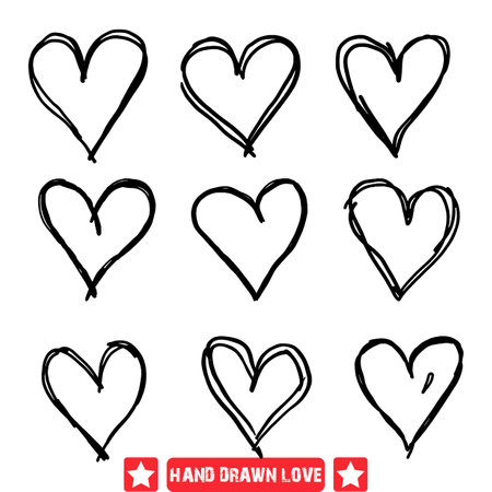 Hearts Entwined  Hand Drawn Love Silhouettes Intertwined in Love s Danceのイラスト素材