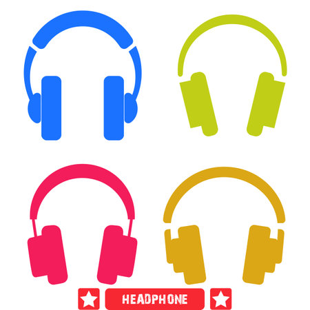 Music Vibes  Contemporary Headphone Vector Bundle for Visual Creationsのイラスト素材