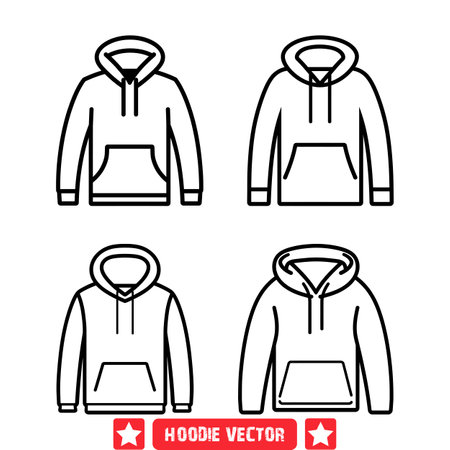 Fashionable Hoodie Icons  Modern Silhouette Pack for Creative Designersのイラスト素材