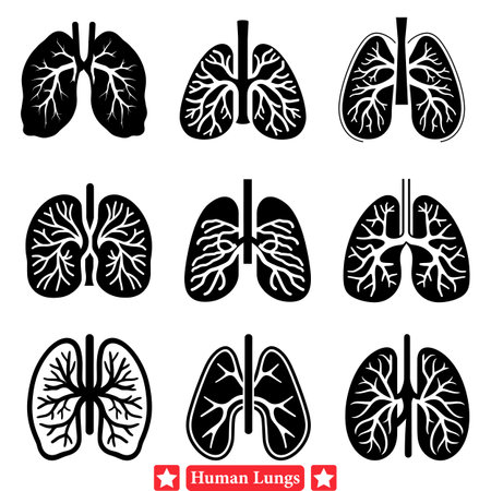 Comprehensive Vector Set of Human Lungs Perfect for Medical Infographic Designのイラスト素材