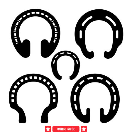 Harnessing Luck  Artistic Horse Shoe Designs for Decor and Craftingのイラスト素材