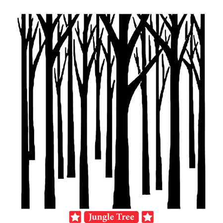 Jungle Explorer s Toolkit  Diverse Vector Jungle Tree Silhouettesのイラスト素材