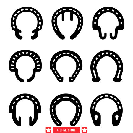 Equine Charm  Stylish Horse Shoe Vector Silhouettes for Every Occasionのイラスト素材