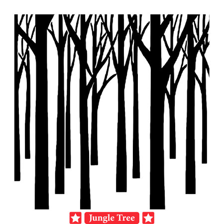 Vibrant Jungle Habitat  Exquisite Vector Tree Silhouettesのイラスト素材