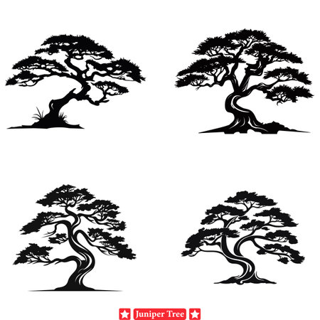 Juniper Haven  Serene Vector Set for Outdoor Recreation Designsのイラスト素材