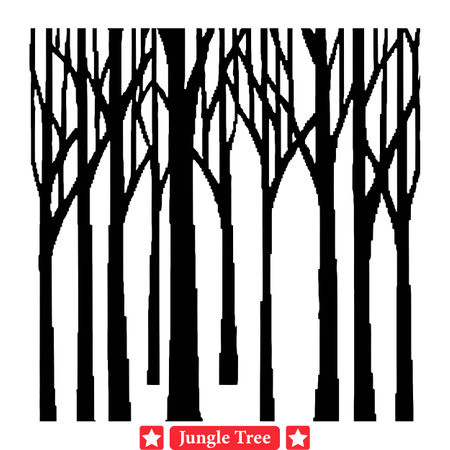 Tropical Paradise Discovery  Premium Jungle Tree Silhouette Packのイラスト素材