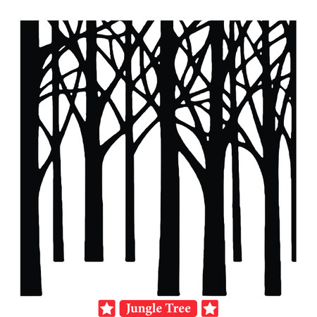 Enchanted Jungle Retreat  Authentic Vector Tree Silhouette Designsのイラスト素材