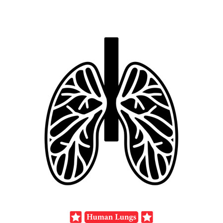 Detailed Vector Illustrations of Human Lungs Tailored for Medical Research Papersのイラスト素材