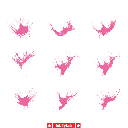 Intriguing Ink Splash Vector Set  Discover the Beauty of Fluid Motion in Designのイラスト素材