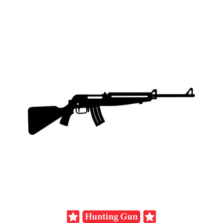 Wildlife Expedition Essentials  Hunting Gun Silhouettes for Nature Loversのイラスト素材