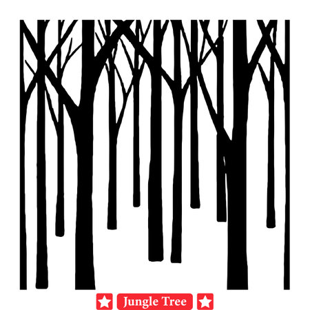 Green Jungle Canopy  Authentic Jungle Tree Silhouette Assortmentのイラスト素材