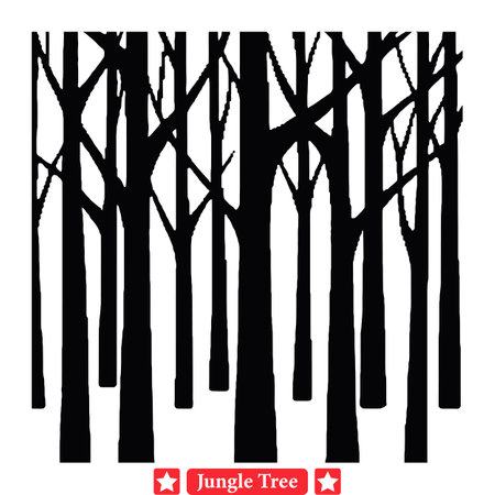 Thriving Jungle Ecosystem  Handcrafted Tree Silhouette Graphicsのイラスト素材
