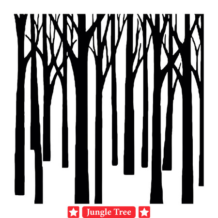 Green Jungle Wonderland  Rich Vector Tree Silhouette Graphicsのイラスト素材