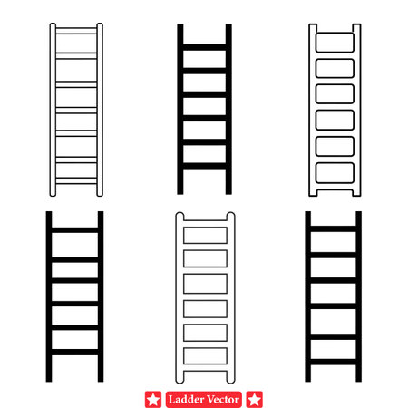 Ascend with Purpose  Ladder Silhouette Designs for Creativesのイラスト素材