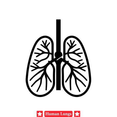 Clear and Concise Human Lungs Diagrams Suitable for Medical Poster Designsのイラスト素材
