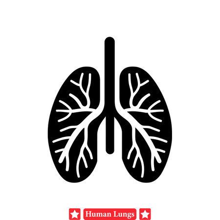 Human Lung Anatomy Silhouettes Set Ideal for Medical School Lecture Presentationsのイラスト素材