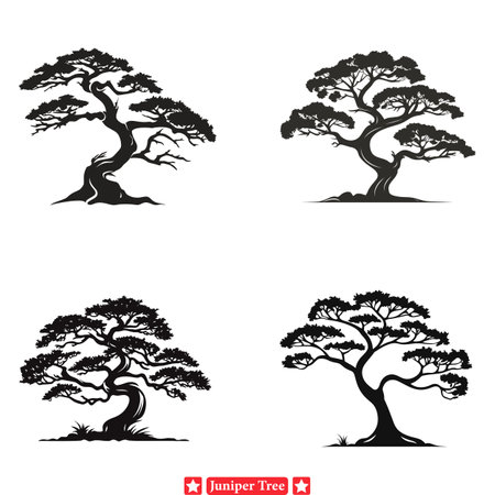 Juniper Twilight  Ethereal Vector Set for Dreamy Atmospheresのイラスト素材