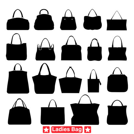 Fashionable Finds  Explore Our Curated Collection of Ladies Bag Vector Silhouettesのイラスト素材