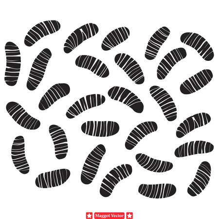 Gruesome Growth  Maggot Silhouette Pack for Horror Designsのイラスト素材