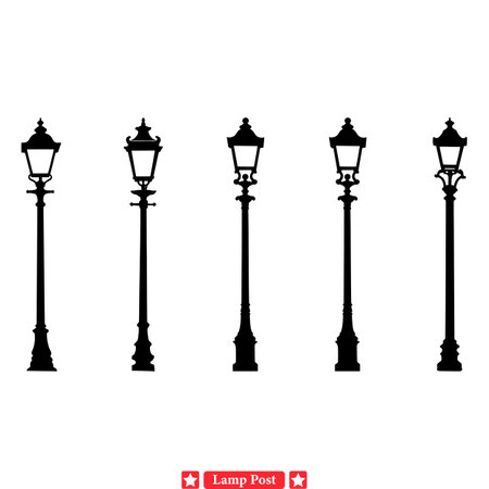 Ornamental Street Lanterns  Decorative Lamp Post Silhouettesのイラスト素材