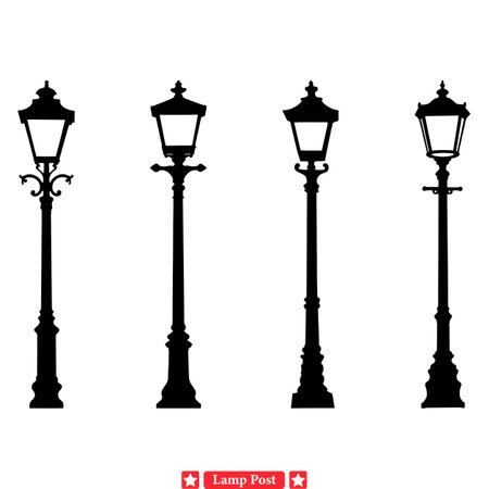 Architectural Street Lighting Collection  Detailed Lamp Post Vectorsのイラスト素材